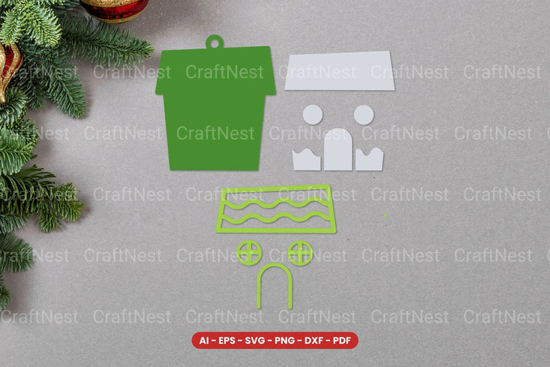 Christmas House Ornament Lasercut SVG Bundle - CraftNest - Digital Crafting and Art