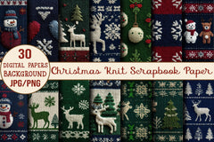 Christmas Knit Scrapbook Paper Clipart Bundle - CraftNest - Digital Crafting and Art