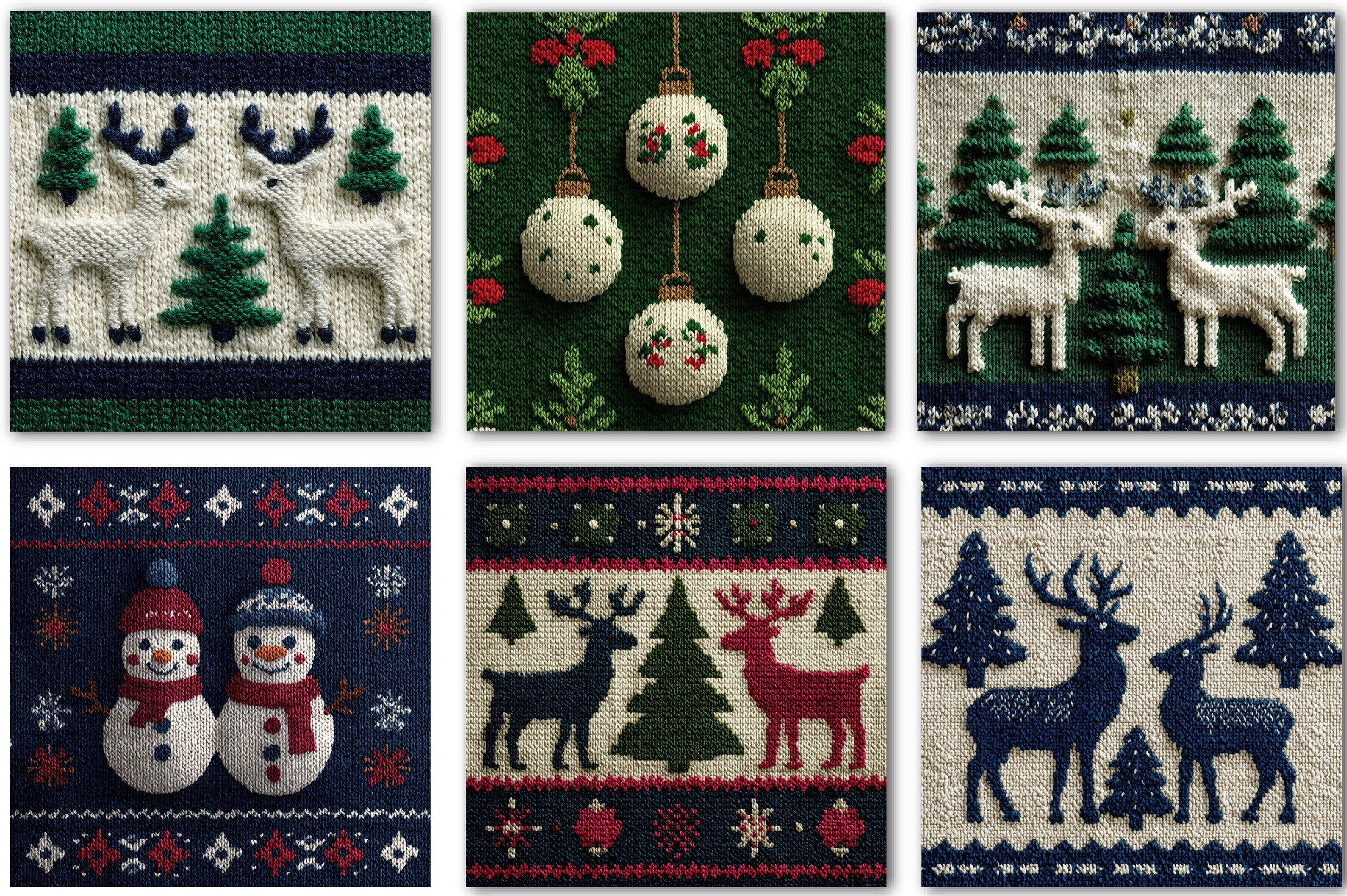 Christmas Knit Scrapbook Paper Clipart Bundle