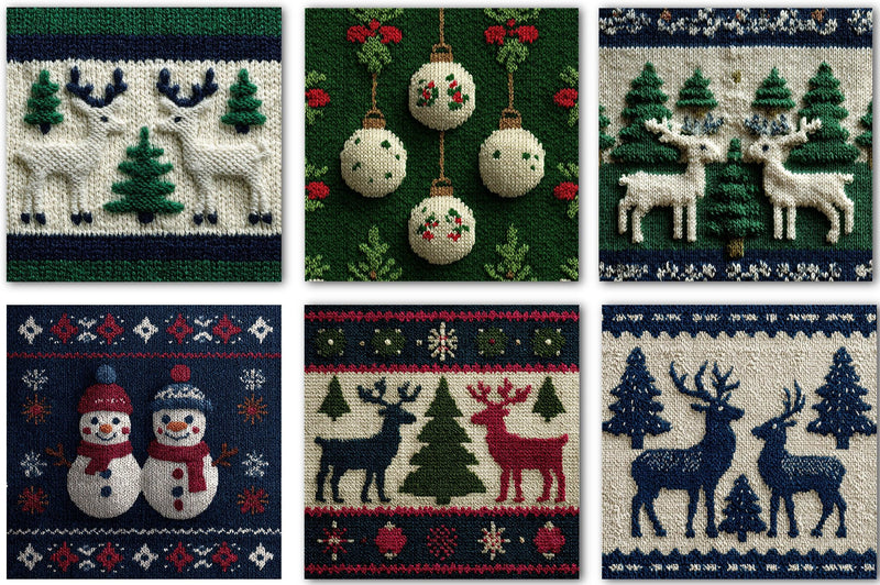 Christmas Knit Scrapbook Paper Clipart Bundle - CraftNest - Digital Crafting and Art