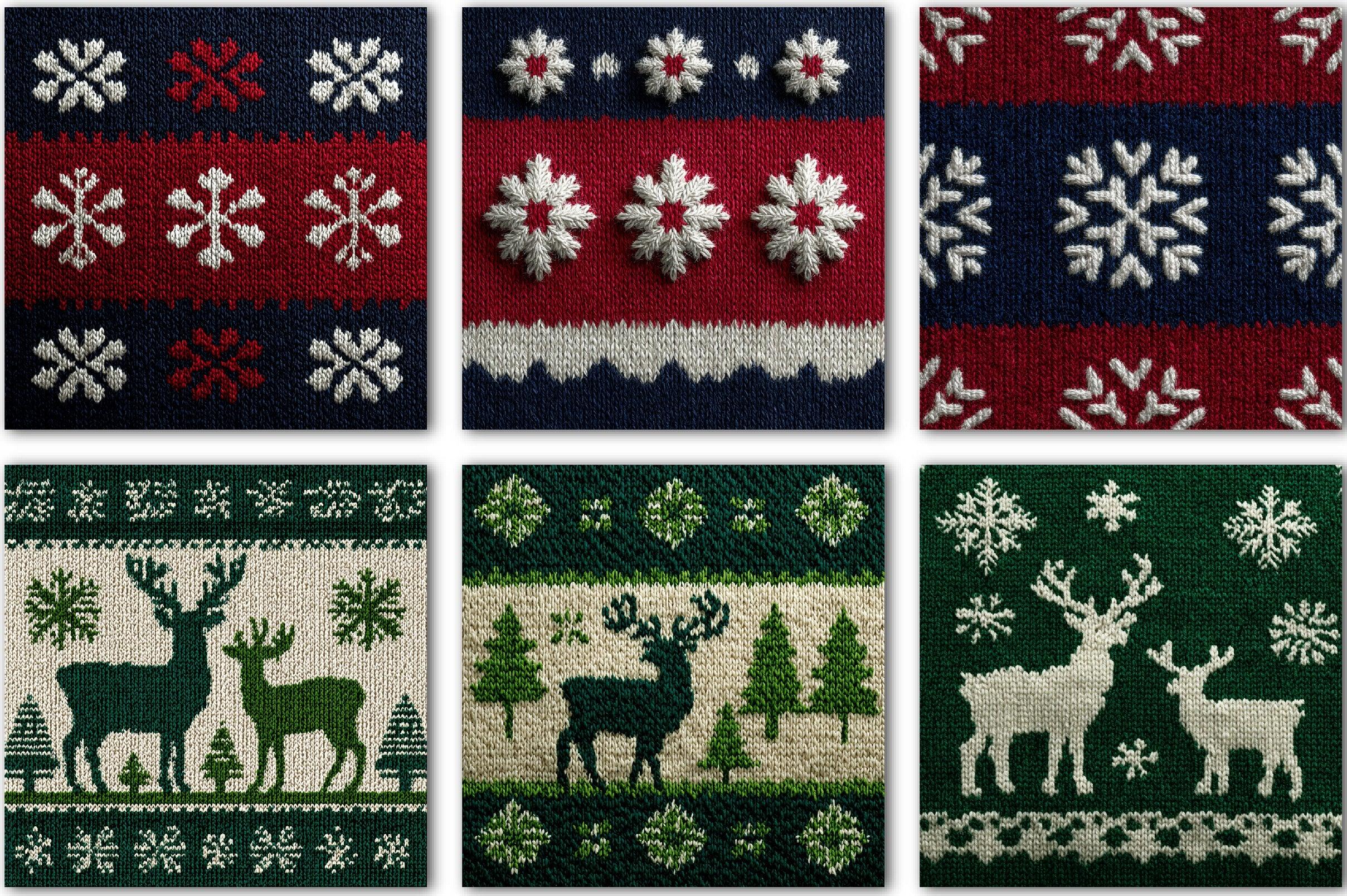 Christmas Knit Scrapbook Paper Clipart Bundle - CraftNest - Digital Crafting and Art