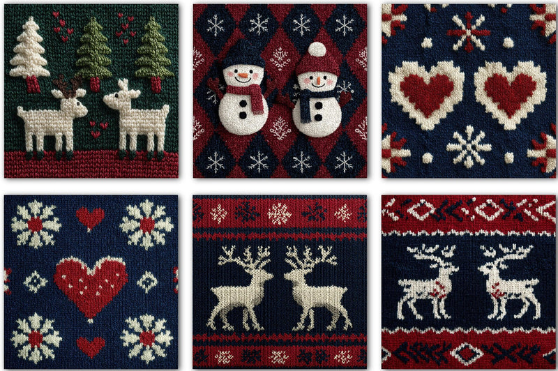 Christmas Knit Scrapbook Paper Clipart Bundle - CraftNest - Digital Crafting and Art