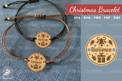 Christmas Laser Cut Bracelet SVG Bundle - CraftNest - Digital Crafting and Art