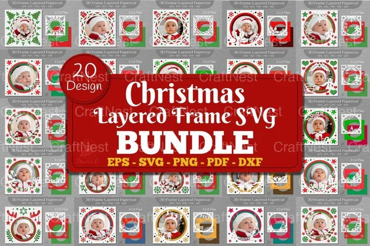 Christmas Layered Frame 3D Bundle - CraftNest - Digital Crafting and Art