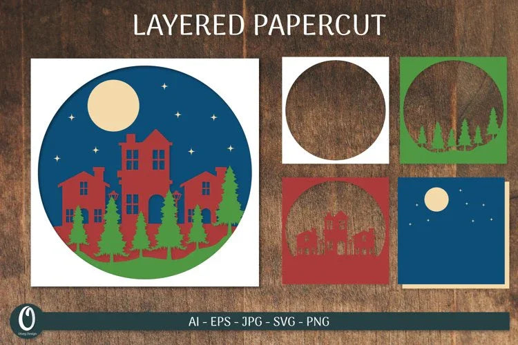 Christmas Layered Paper Cut Card SVG Bundle 7 - CraftNest - Digital Crafting and Art