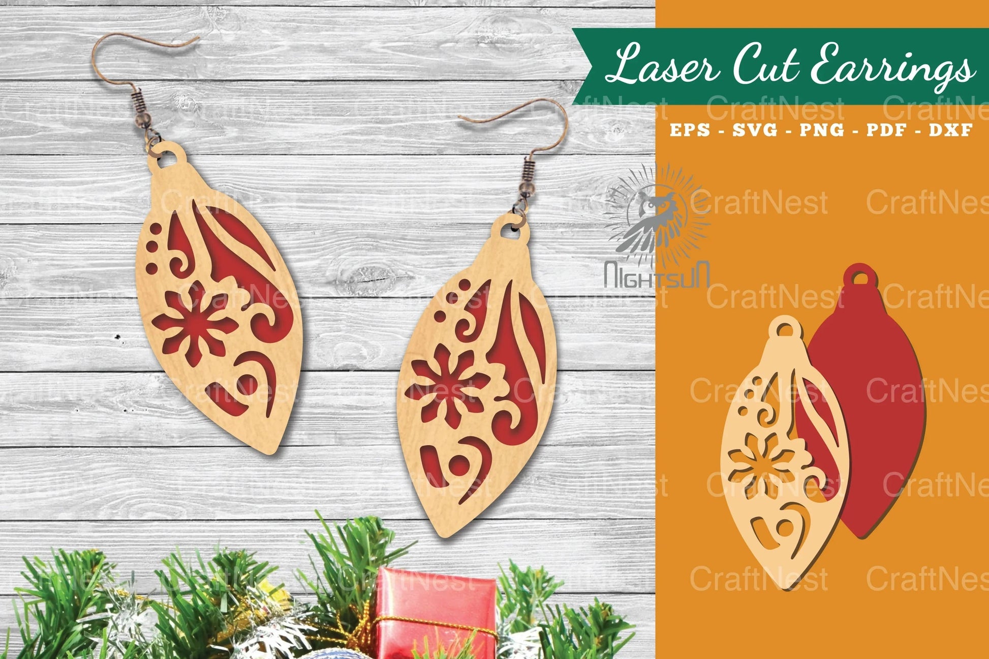 Christmas Light Laser Cut Earrings SVG Bundle - CraftNest - Digital Crafting and Art