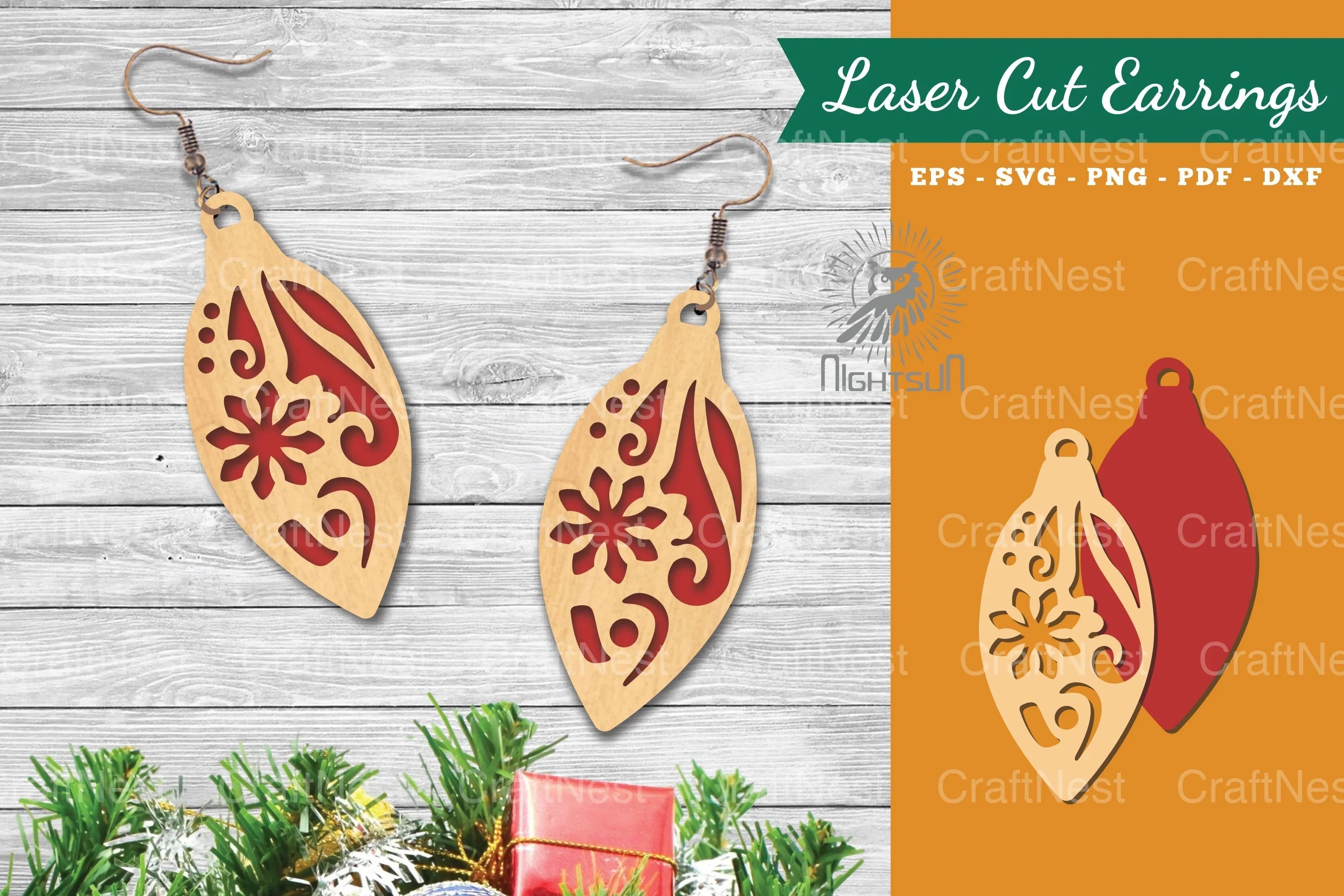Christmas Light Laser Cut Earrings SVG Bundle - CraftNest - Digital Crafting and Art