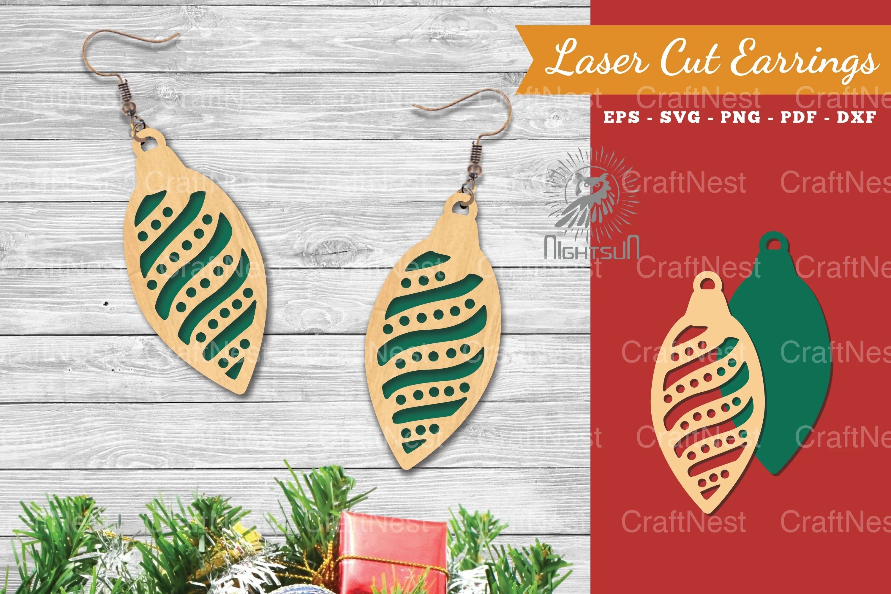 Christmas Light Laser Cut Earrings SVG Bundle - CraftNest - Digital Crafting and Art
