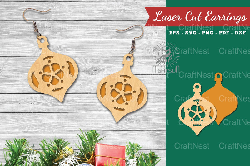 Christmas Light Laser Cut Earrings SVG Bundle - CraftNest - Digital Crafting and Art