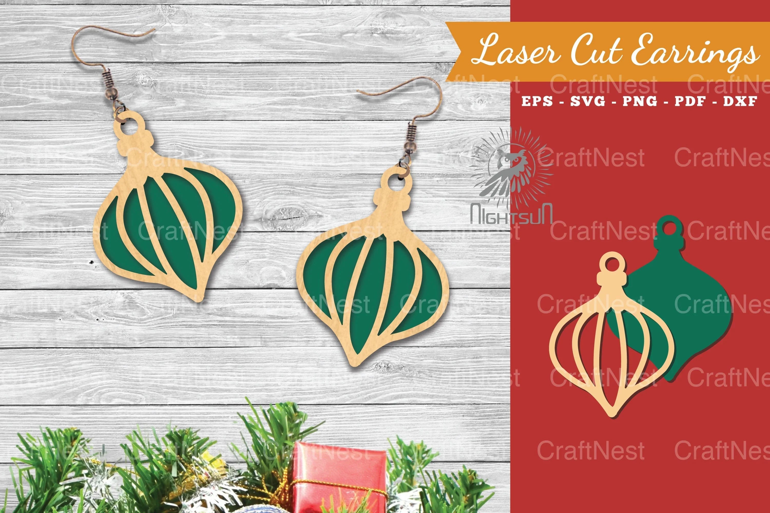 Christmas Light Laser Cut Earrings SVG Bundle - CraftNest - Digital Crafting and Art