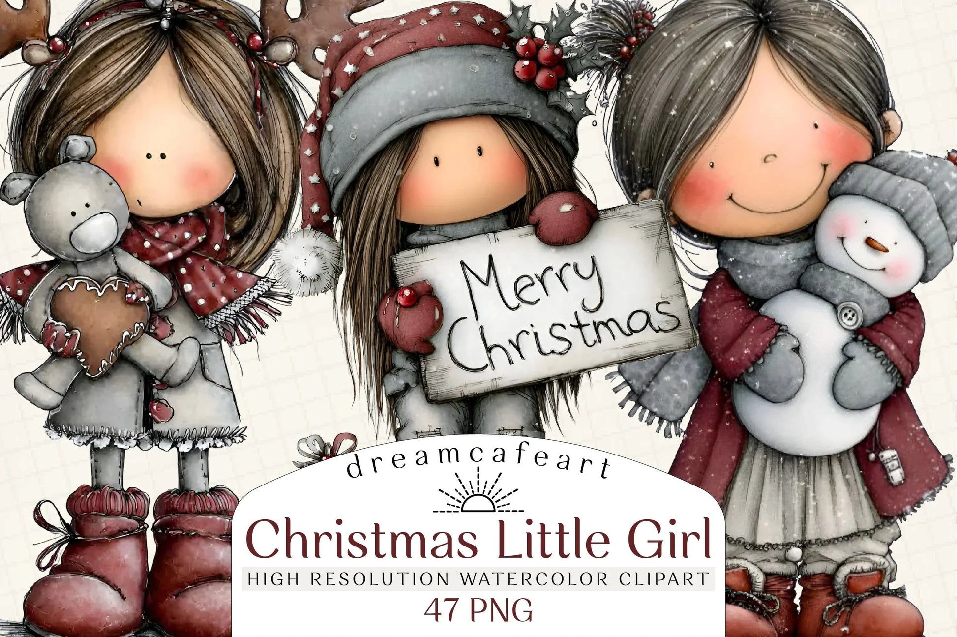 Christmas Little Girl Clipart Bundle - CraftNest - Digital Crafting and Art