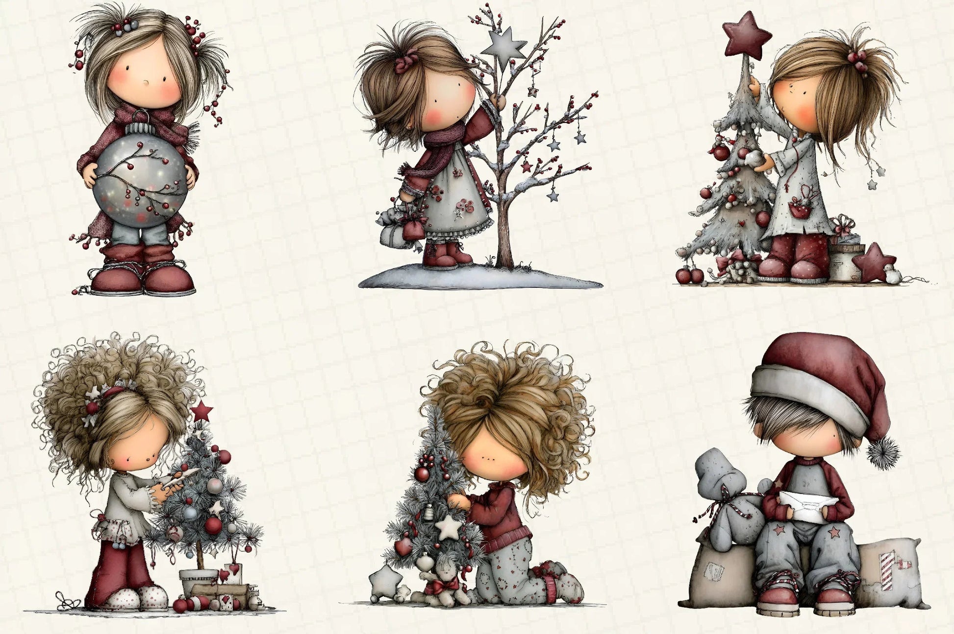 Christmas Little Girl Clipart Bundle - CraftNest - Digital Crafting and Art