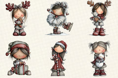 Christmas Little Girl Clipart Bundle - CraftNest - Digital Crafting and Art