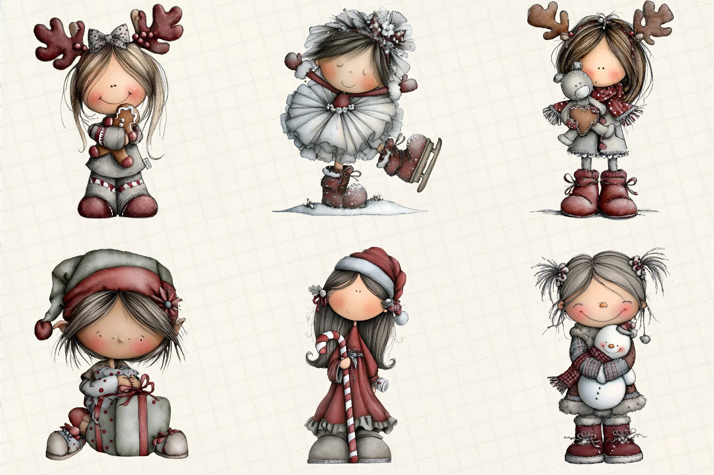 Christmas Little Girl Clipart Bundle - CraftNest - Digital Crafting and Art