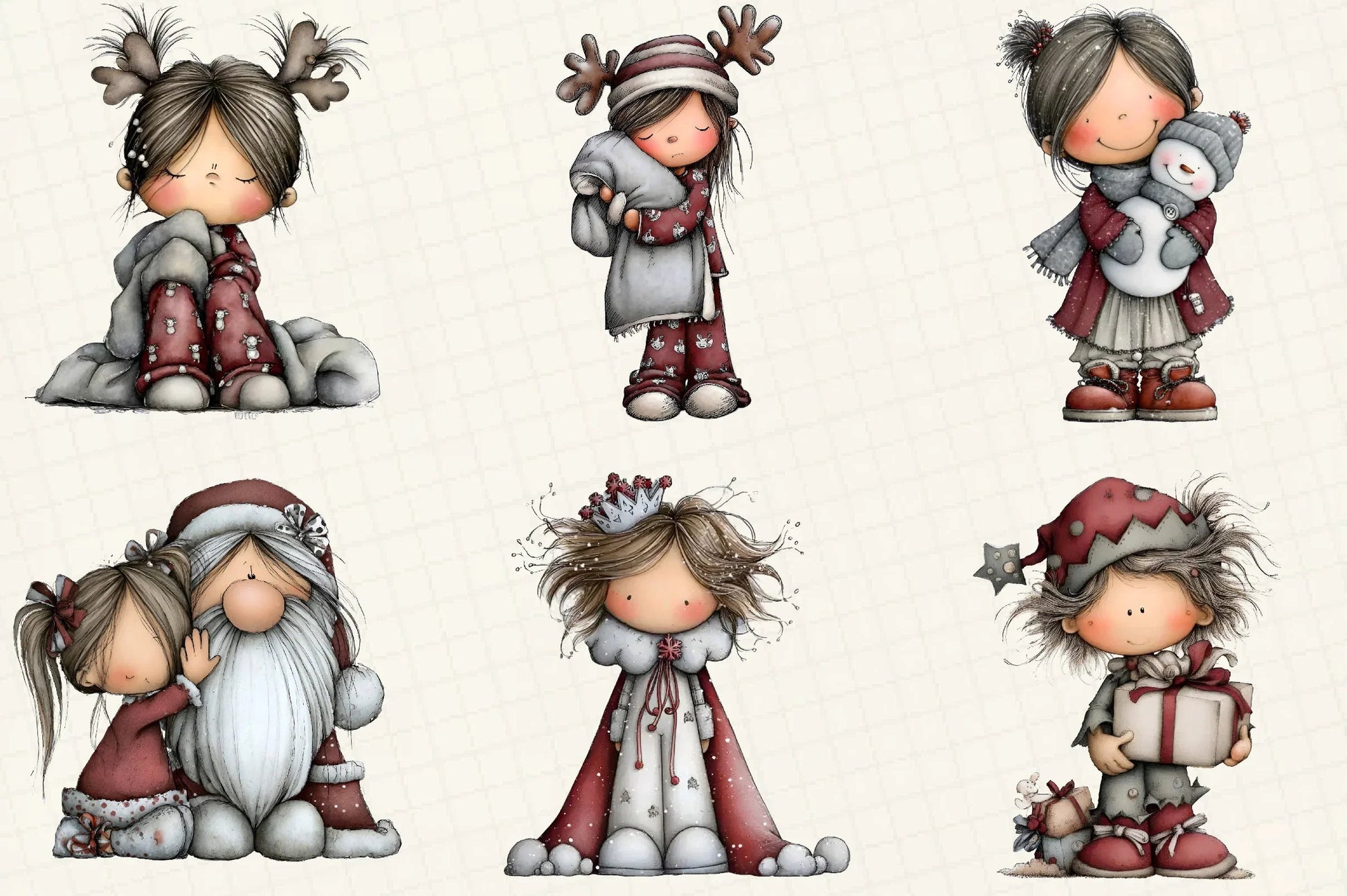 Christmas Little Girl Clipart Bundle - CraftNest - Digital Crafting and Art