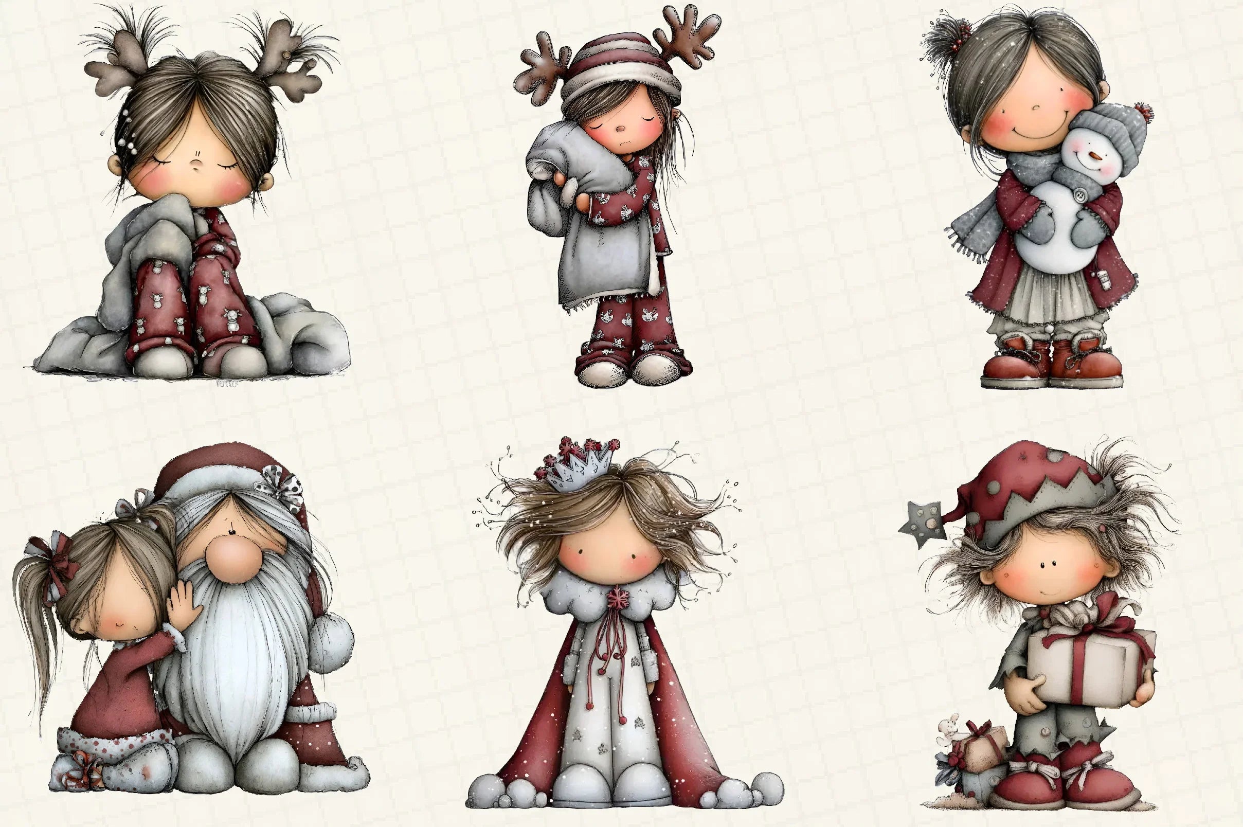 Christmas Little Girl Clipart Bundle - CraftNest - Digital Crafting and Art