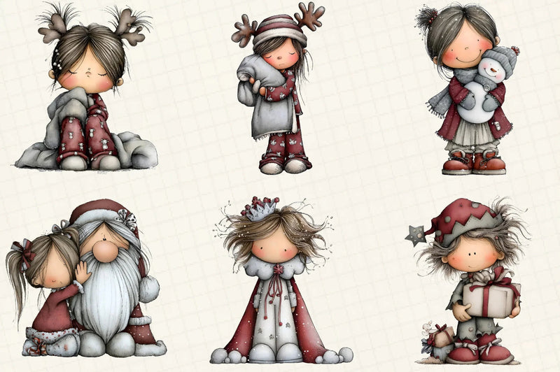 Christmas Little Girl Clipart Bundle - CraftNest - Digital Crafting and Art