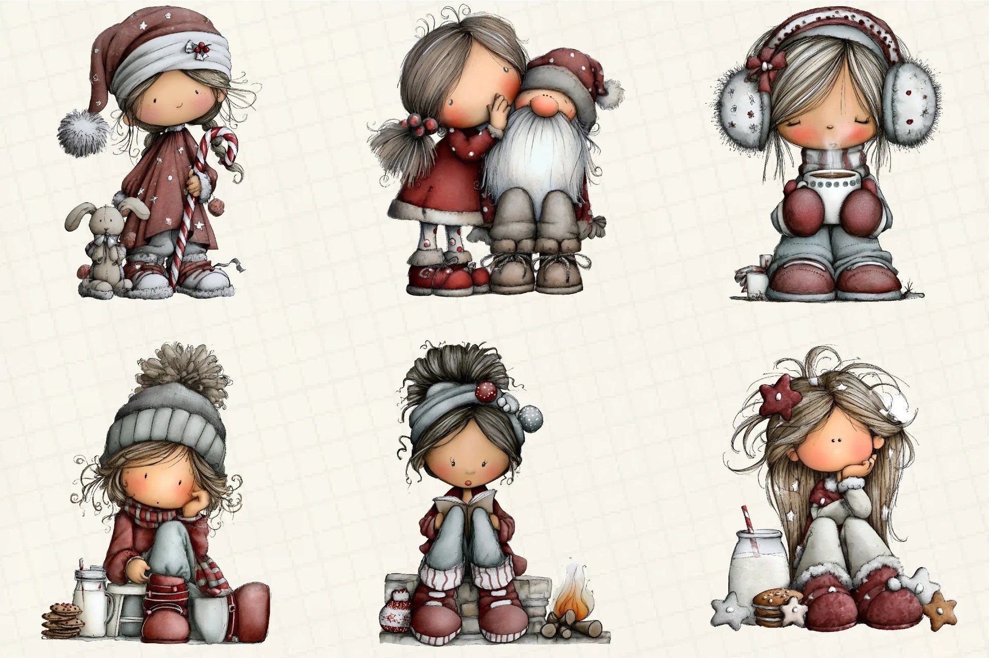 Christmas Little Girl Clipart Bundle - CraftNest - Digital Crafting and Art