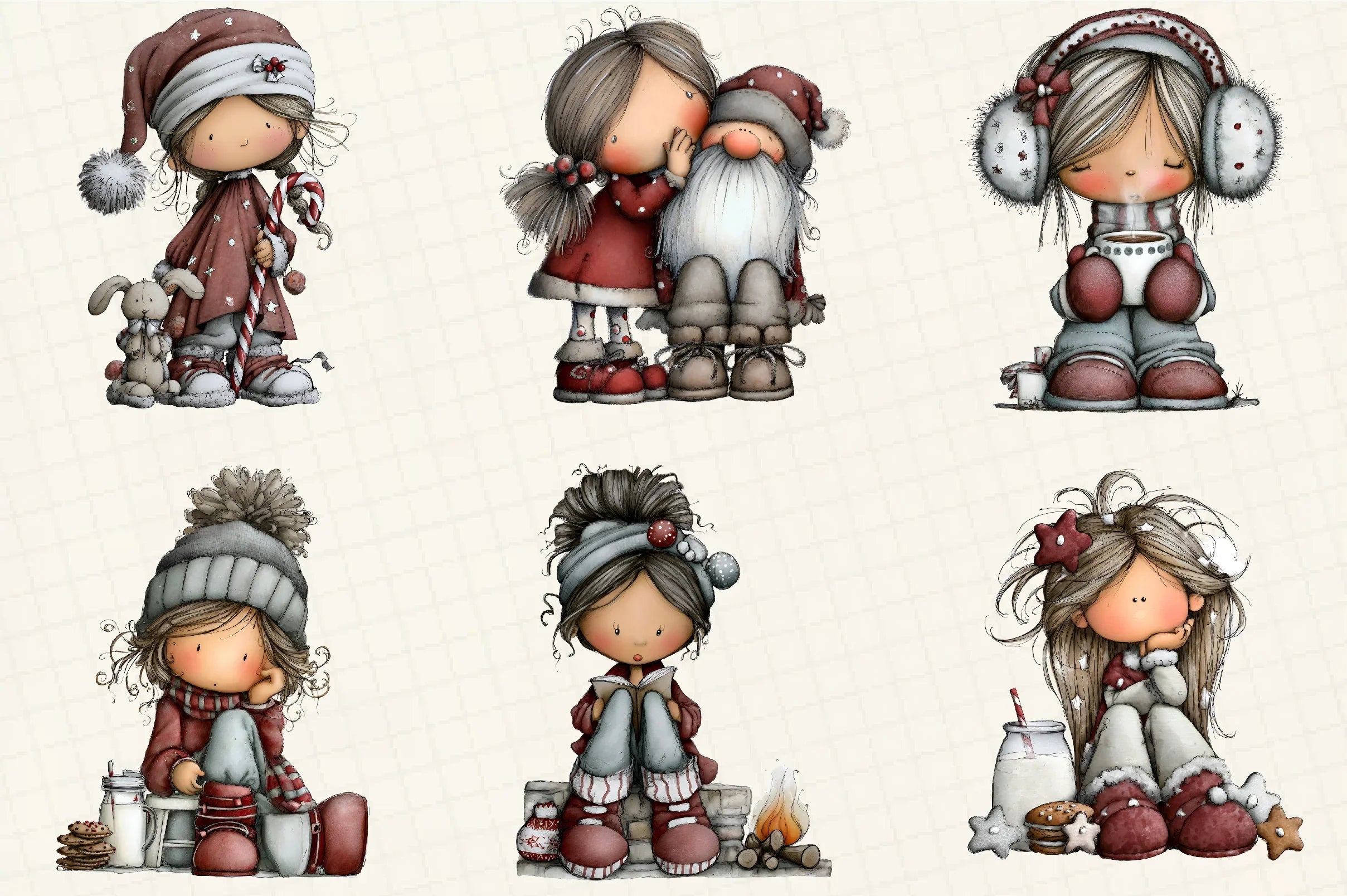 Christmas Little Girl Clipart Bundle - CraftNest - Digital Crafting and Art