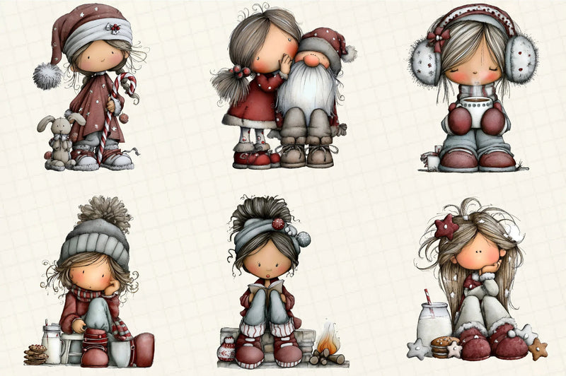 Christmas Little Girl Clipart Bundle - CraftNest - Digital Crafting and Art