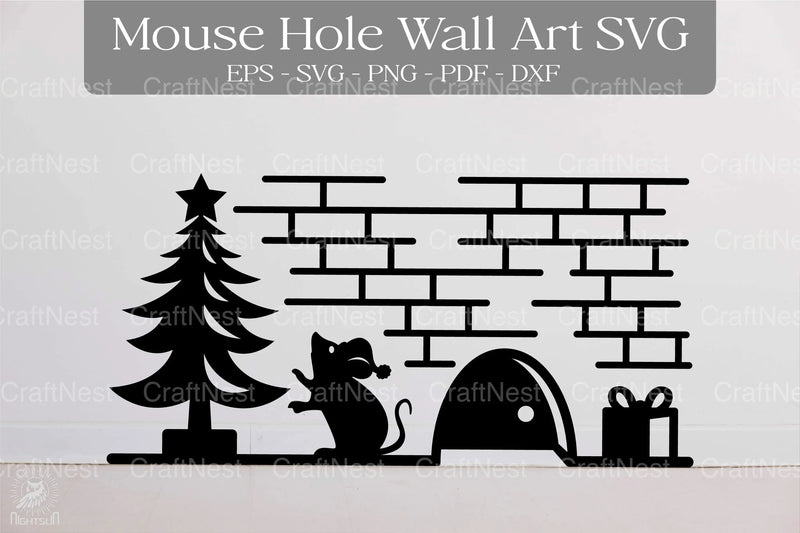 Christmas Mouse Hole Wall Art Clipart Bundle - CraftNest - Digital Crafting and Art