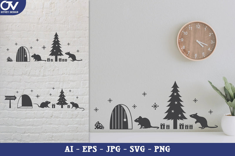 Christmas Mouse House SVG Bundle 1 - CraftNest - Digital Crafting and Art