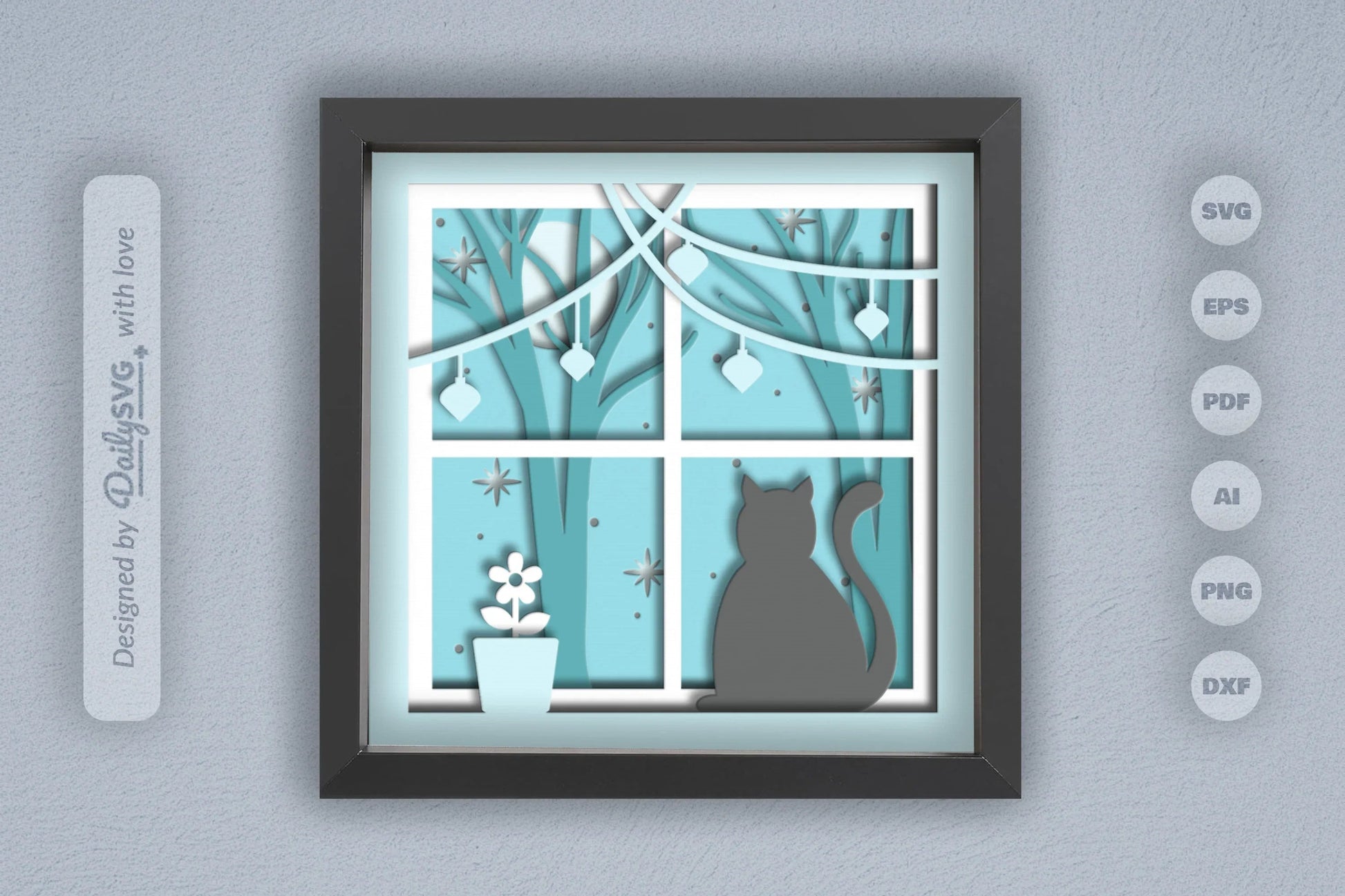 Christmas Night Cat Papercut SVG Bundle - CraftNest - Digital Crafting and Art
