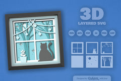 Christmas Night Cat Papercut SVG Bundle - CraftNest - Digital Crafting and Art