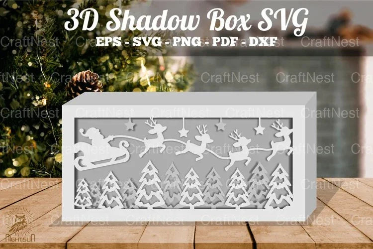 Christmas Night Santa Shadow Box SVG Bundle - CraftNest - Digital Crafting and Art