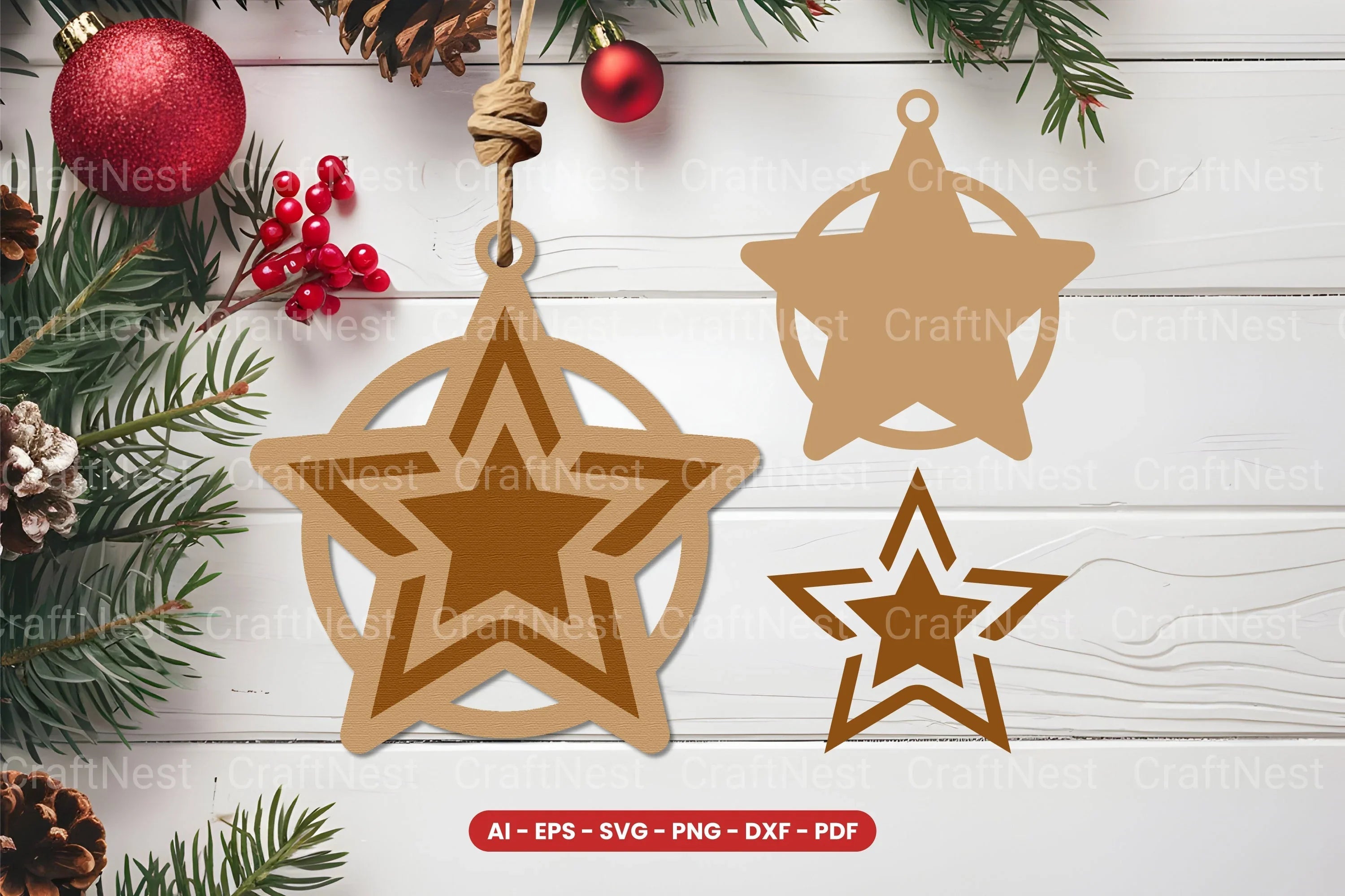 Christmas Ornament Laser Cut SVG Bundle - CraftNest - Digital Crafting and Art