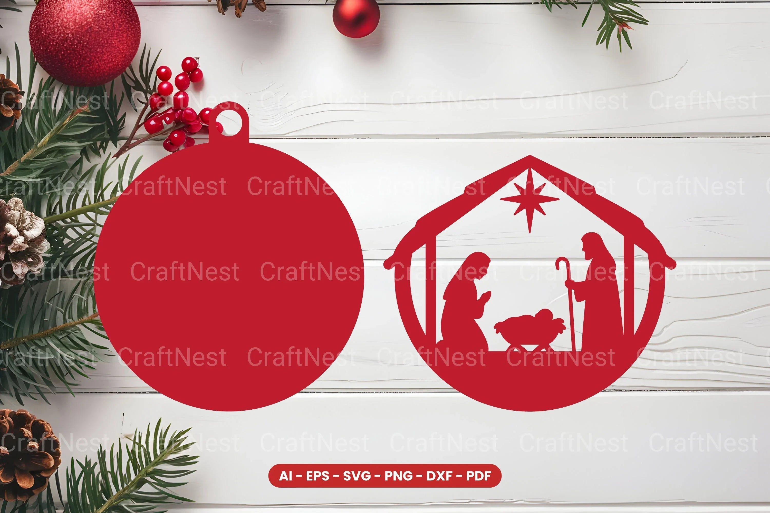 Christmas Ornament Laser Cut SVG Bundle - CraftNest - Digital Crafting and Art