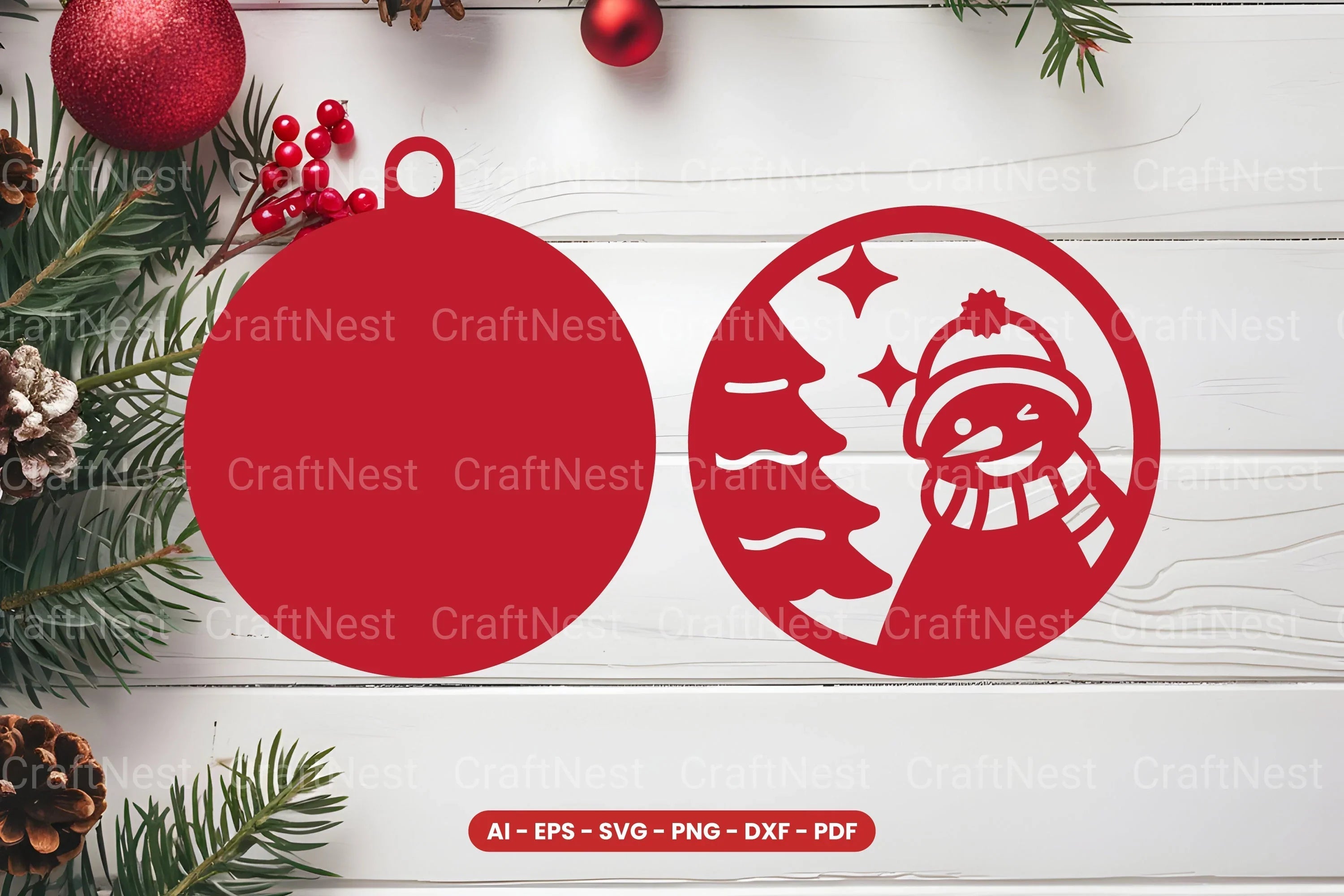 Christmas Ornament Laser Cut SVG Bundle - CraftNest - Digital Crafting and Art