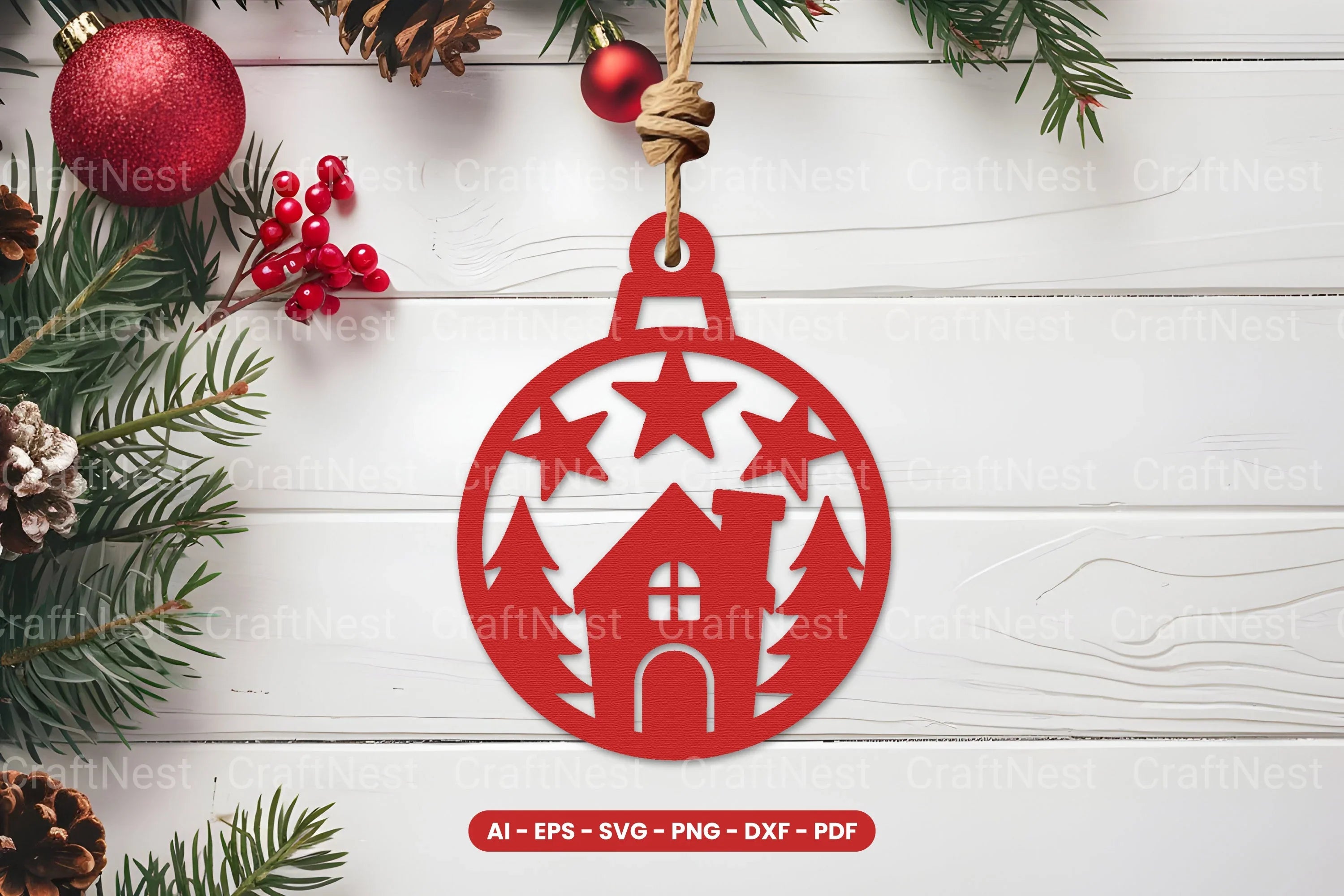 Christmas Ornament Lasercut SVG Bundle - CraftNest - Digital Crafting and Art