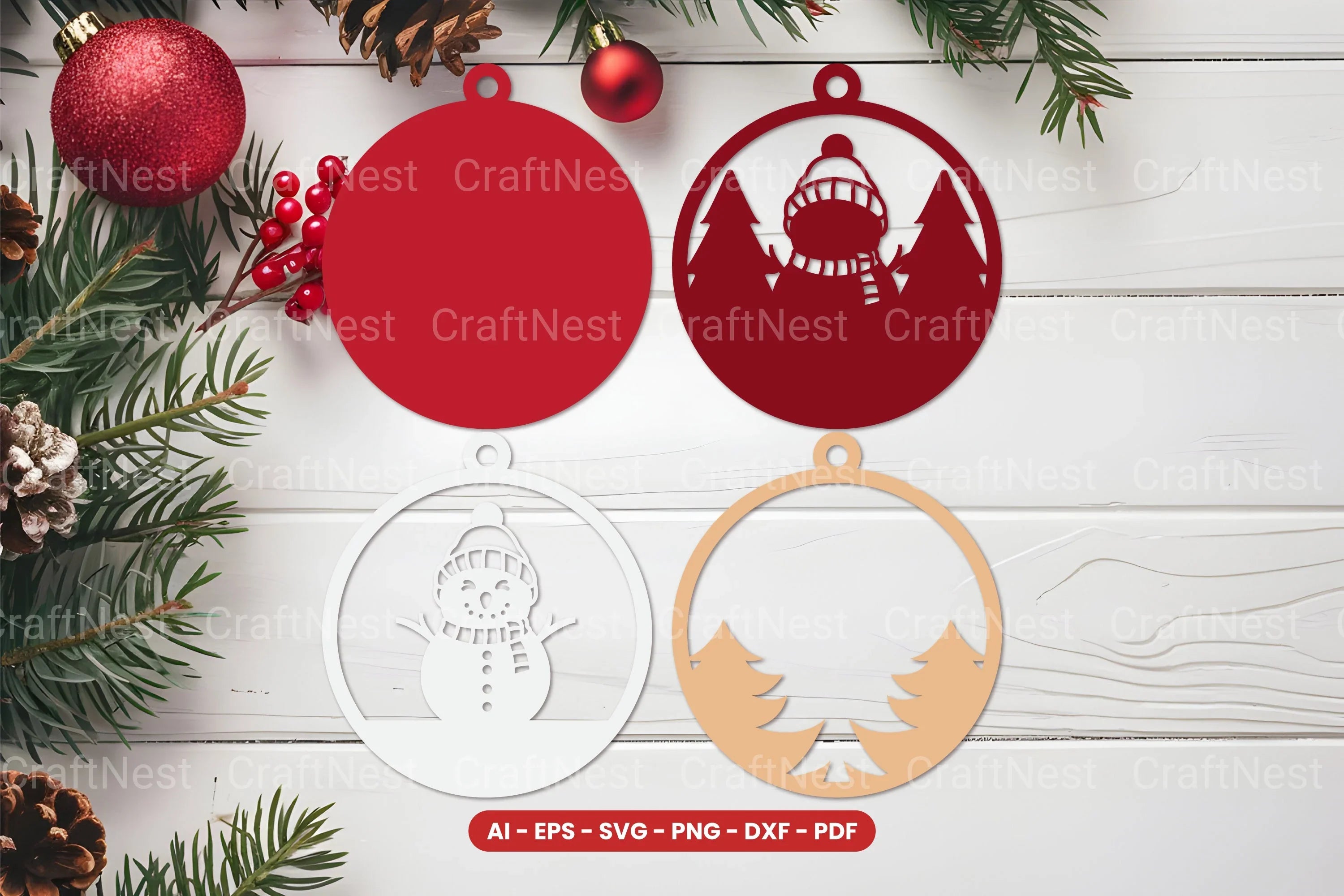 Christmas Ornament Laser Cut SVG Bundle - CraftNest - Digital Crafting and Art