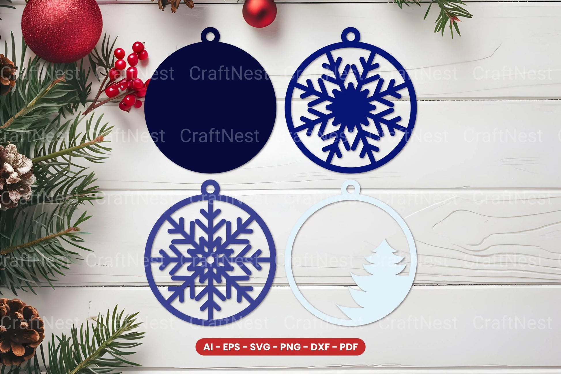 Christmas Ornament Laser Cut SVG Bundle Clipart - CraftNest - Digital Crafting and Art
