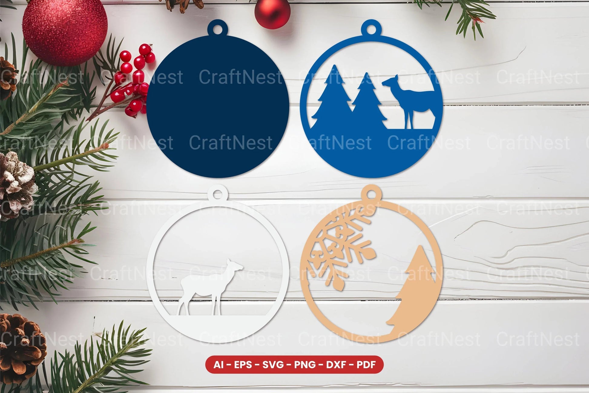 Christmas Ornament Lasercut SVG Bundle - CraftNest - Digital Crafting and Art