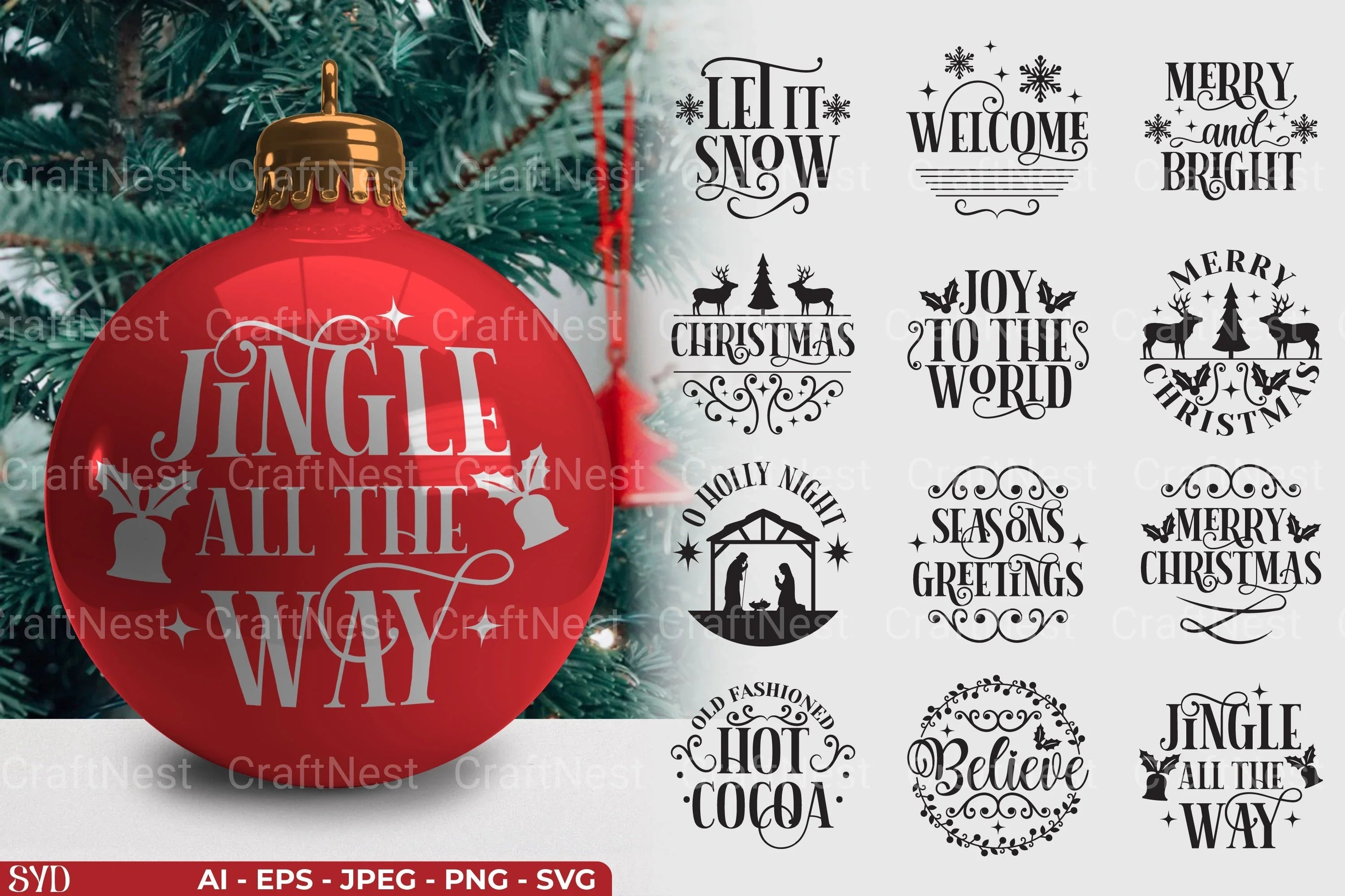 Christmas Ornament SVG Bundle - CraftNest - Digital Crafting and Art
