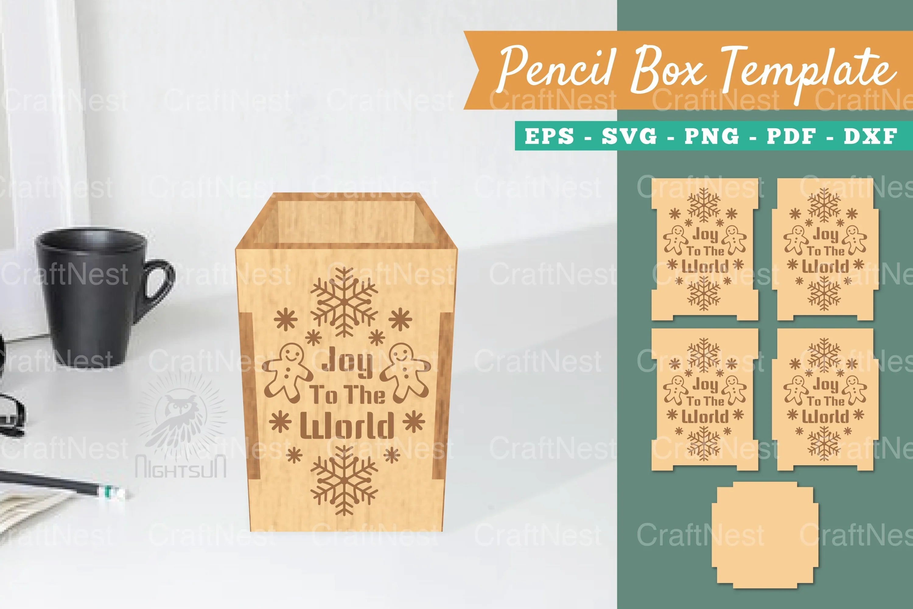 Christmas Pencil Box Lasercut Template Bundle - CraftNest - Digital Crafting and Art