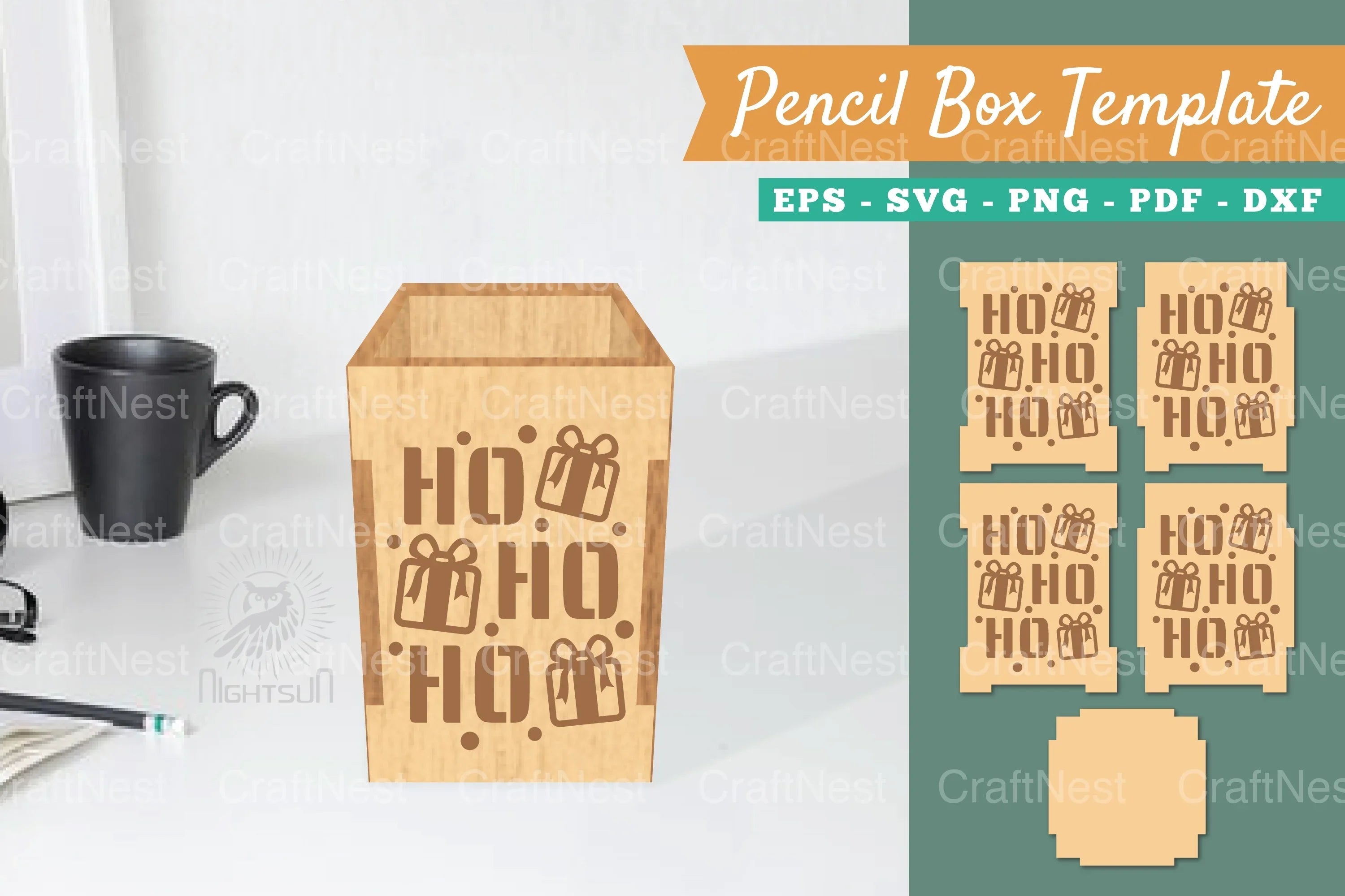 Christmas Pencil Box Lasercut Template Bundle - CraftNest - Digital Crafting and Art