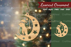 Christmas Penguin in Moon Lasercut Ornament Clipart Bundle - CraftNest - Digital Crafting and Art