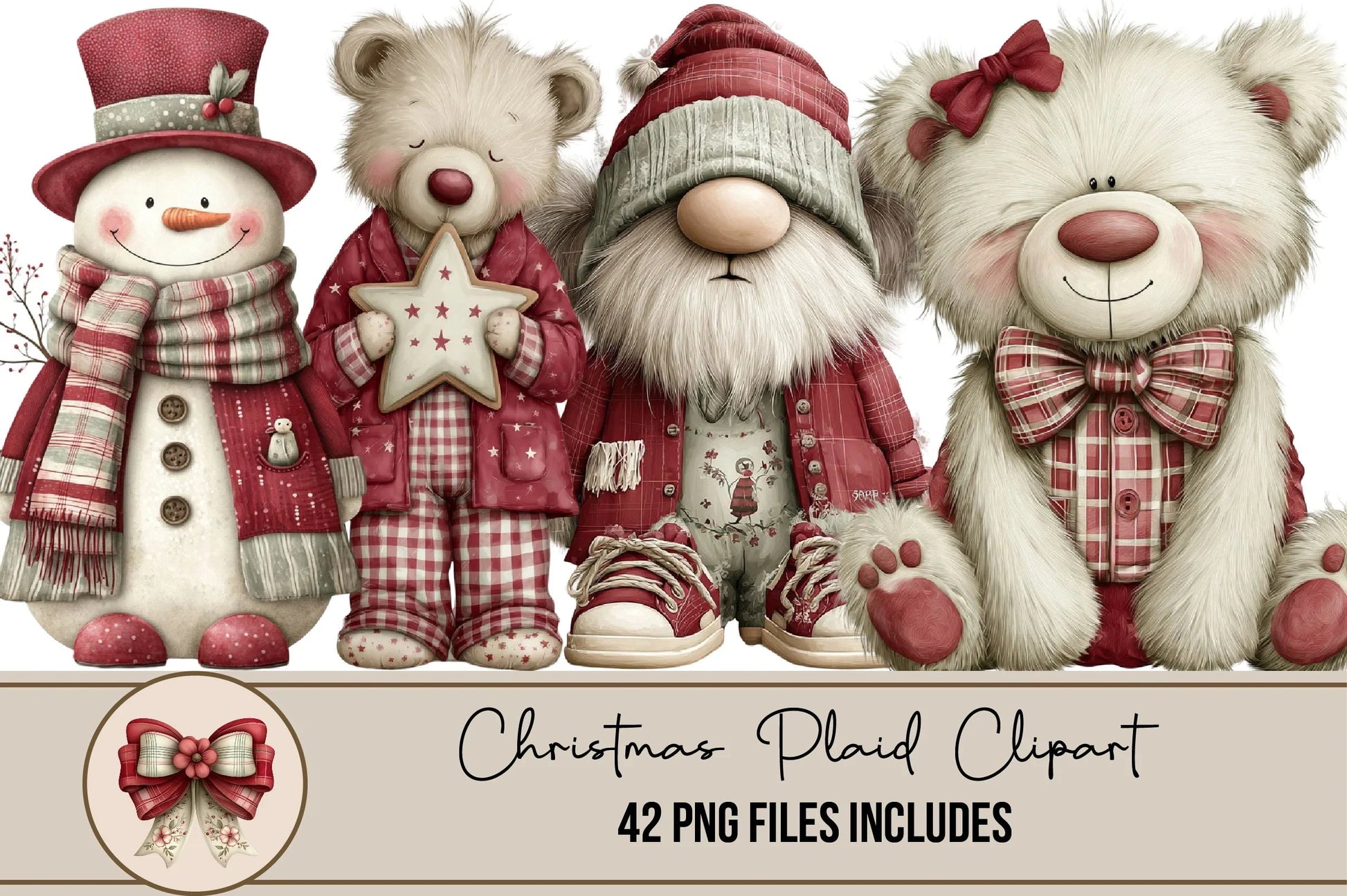Christmas Plaid Clipart Bundle - CraftNest - Digital Crafting and Art