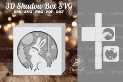 Christmas Rabbit Papercut Shadow Box Bundle - CraftNest - Digital Crafting and Art