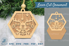Christmas Reindeer Laser Cut Ornament Clipart Bundle - CraftNest - Digital Crafting and Art