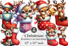 Christmas Reindeer Stocking Clipart Bundle