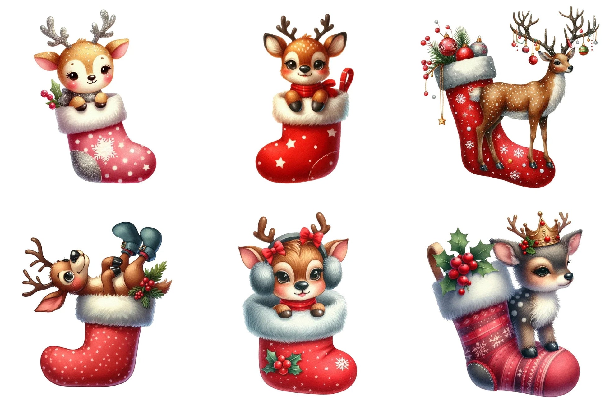 Christmas Reindeer Stocking Clipart Bundle - CraftNest - Digital Crafting and Art
