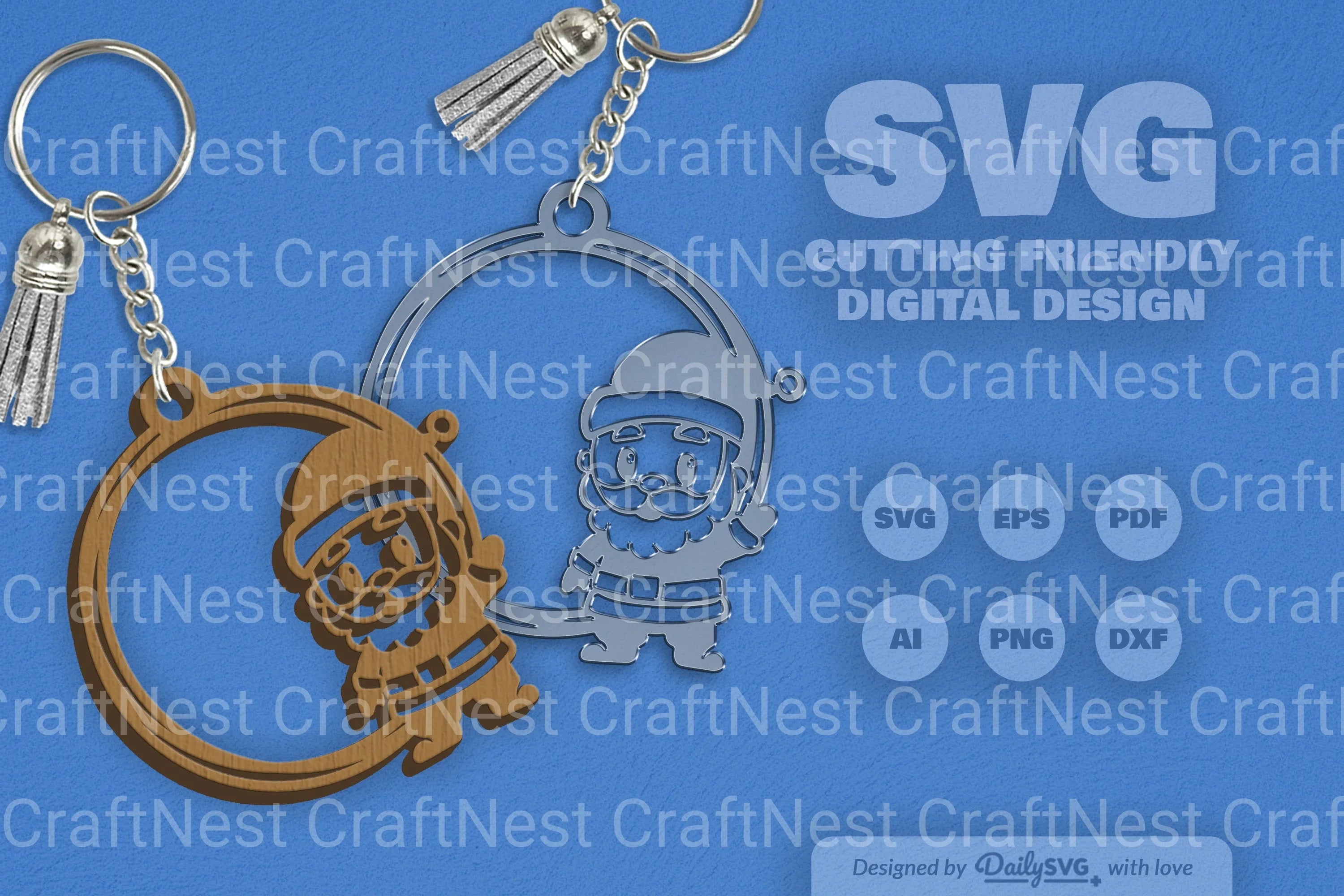 Christmas Round Keychain Clipart - Daily SVG Bundles