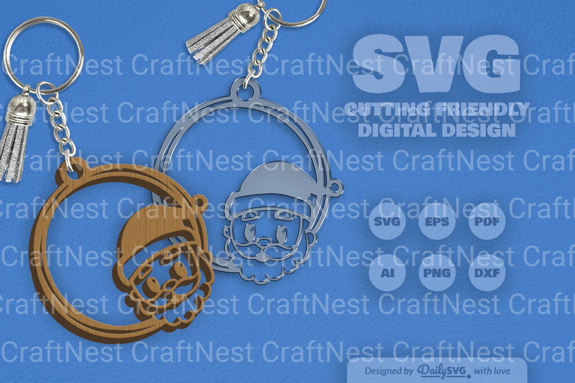 Christmas Round Keychain Clipart - Daily SVG Bundles - CraftNest - Digital Crafting and Art