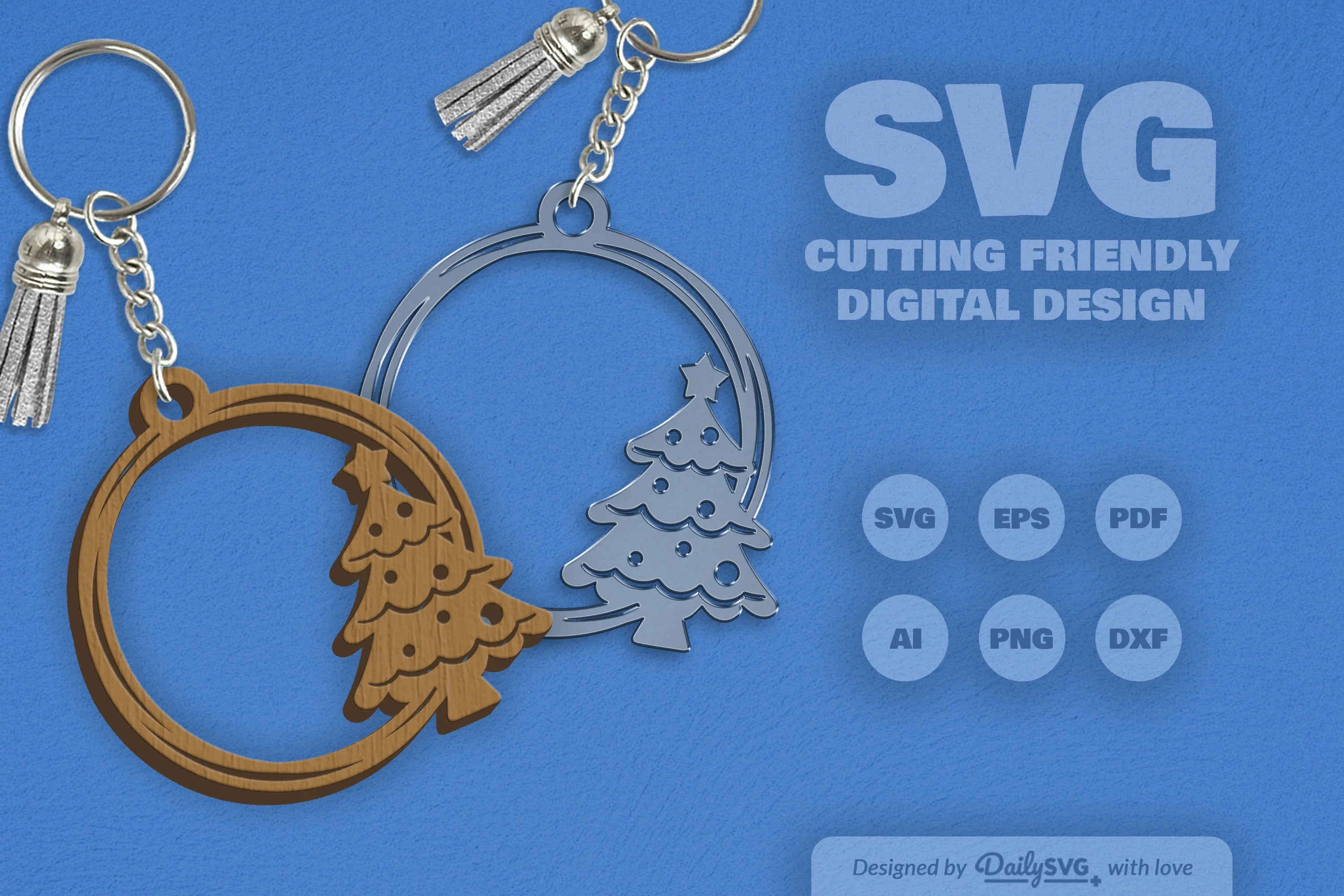 Christmas Round Keychain Clipart - Daily SVG Bundles - CraftNest - Digital Crafting and Art