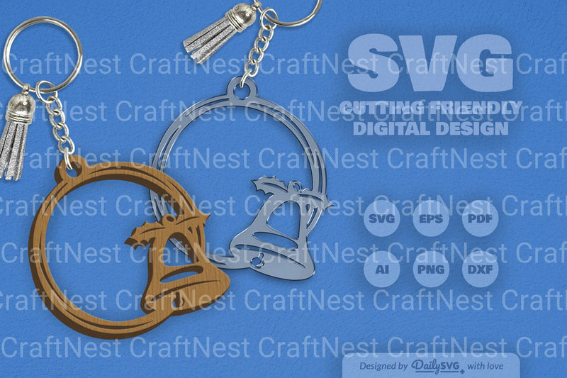 Christmas Round Keychain Clipart - Daily SVG Bundles - CraftNest - Digital Crafting and Art