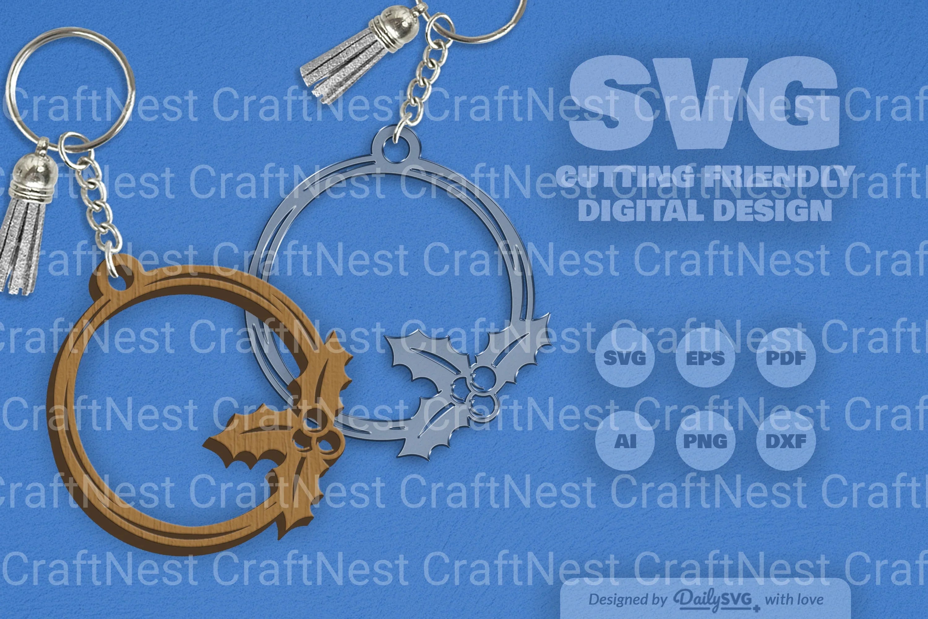 Christmas Round Keychain Clipart - Daily SVG Bundles - CraftNest - Digital Crafting and Art